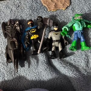 DC Comics Batman and Villains Action Figure Set with Black Batmobile